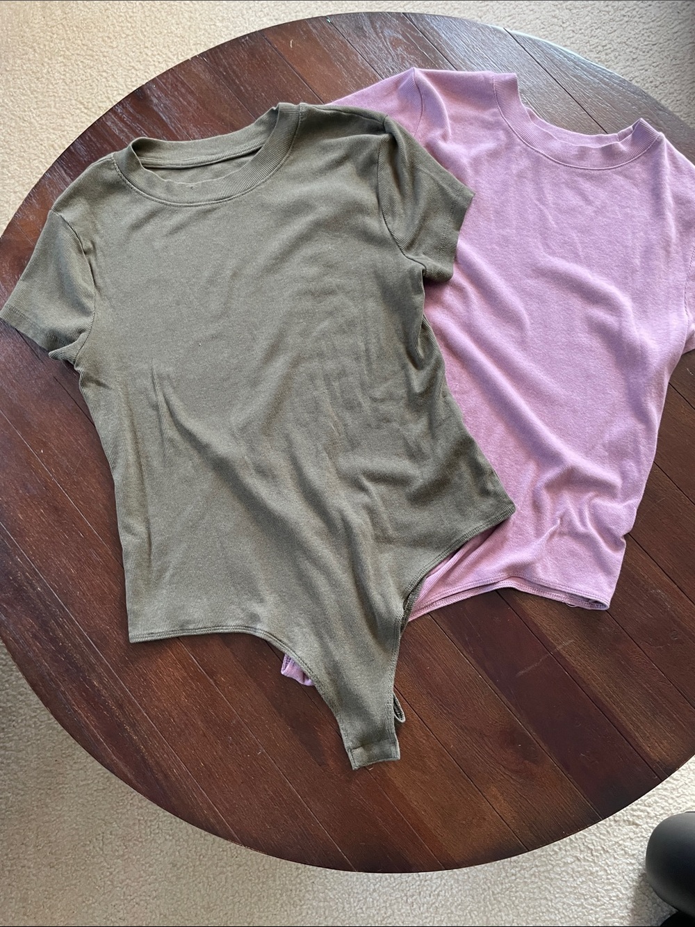 2 a new day Short Sleeve Bodysuit and Tee Duo in Olive Green & Mauve